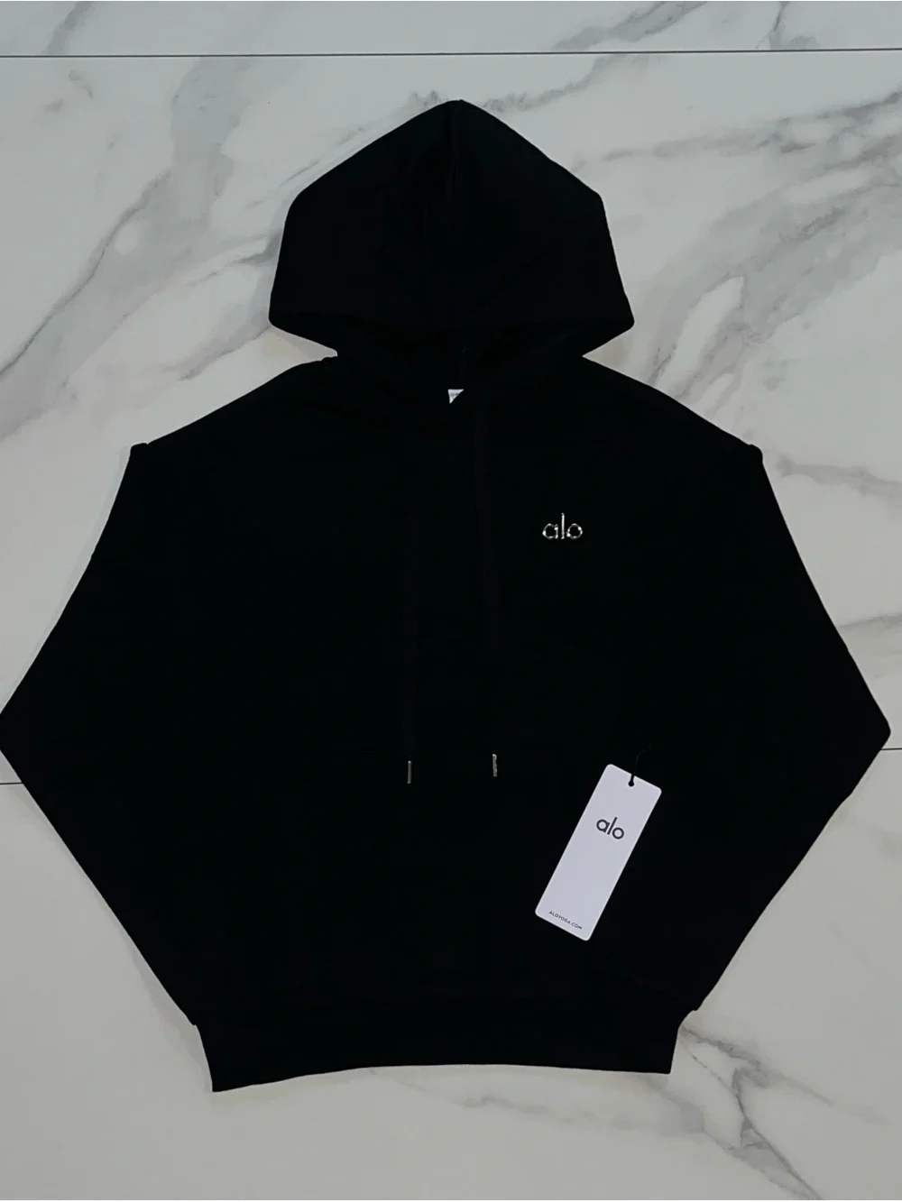 ALO Yoga Black Logo Pullover Hoodie